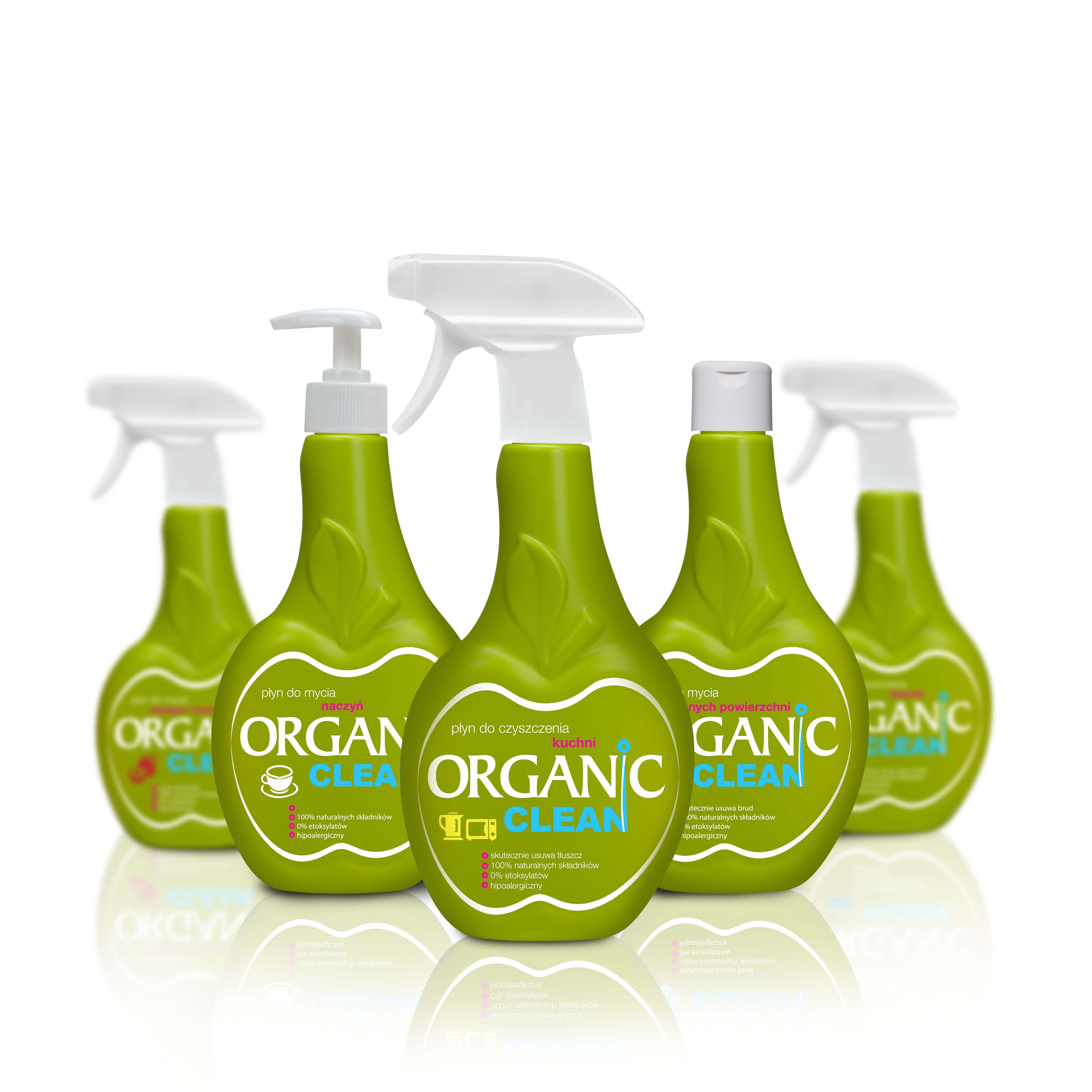 LAKMA - ORGANIC CLEAN - projekt opakowań produktów eko do mycia powierzchni